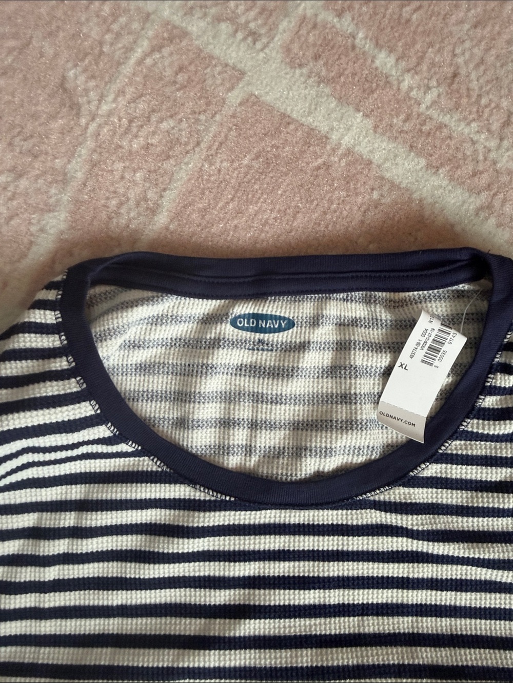 Old Navy Navy and White Striped Crewneck Shirt - Picture 3 of 5